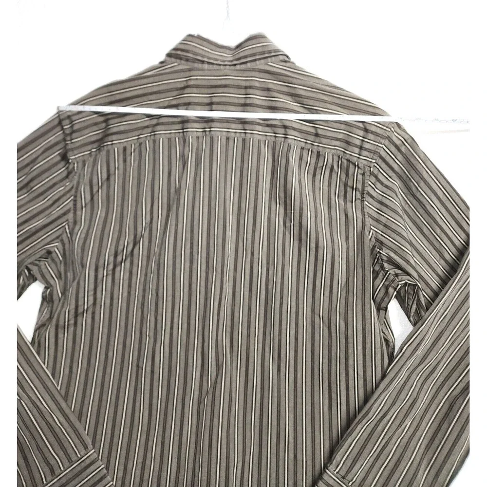 Banana Republic‎ Shirt Men Large 16 - 16 & 1/2 Striped Dark Brown Button Up
